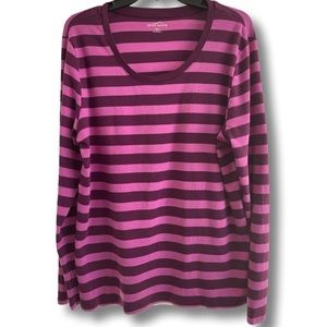 Eddie Bauer Long-sleeve Scoop Neck Pink/Dark Purple Shirt